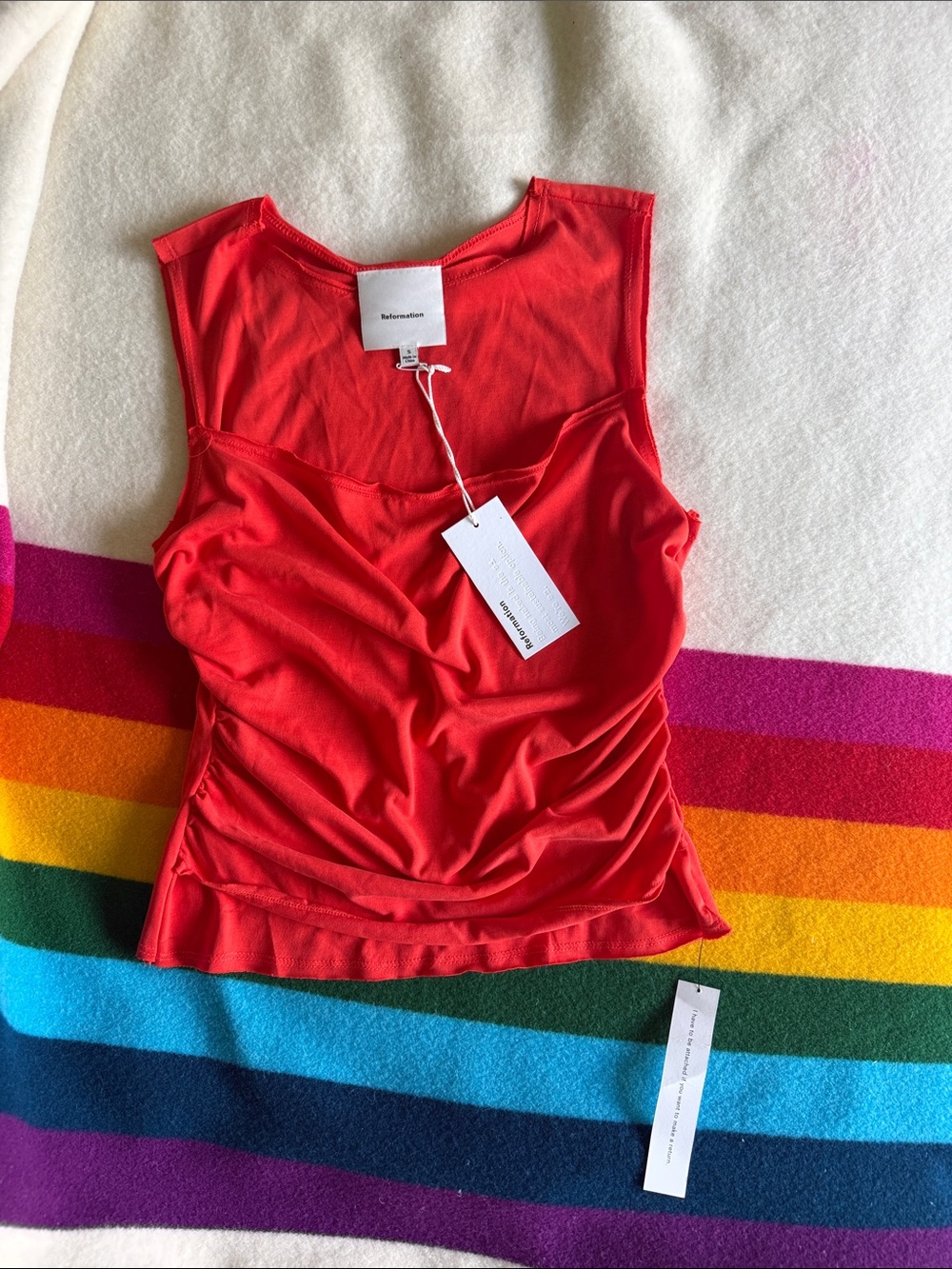 NWT Red Orange Sleeveless Tank Top by Reformation size small
